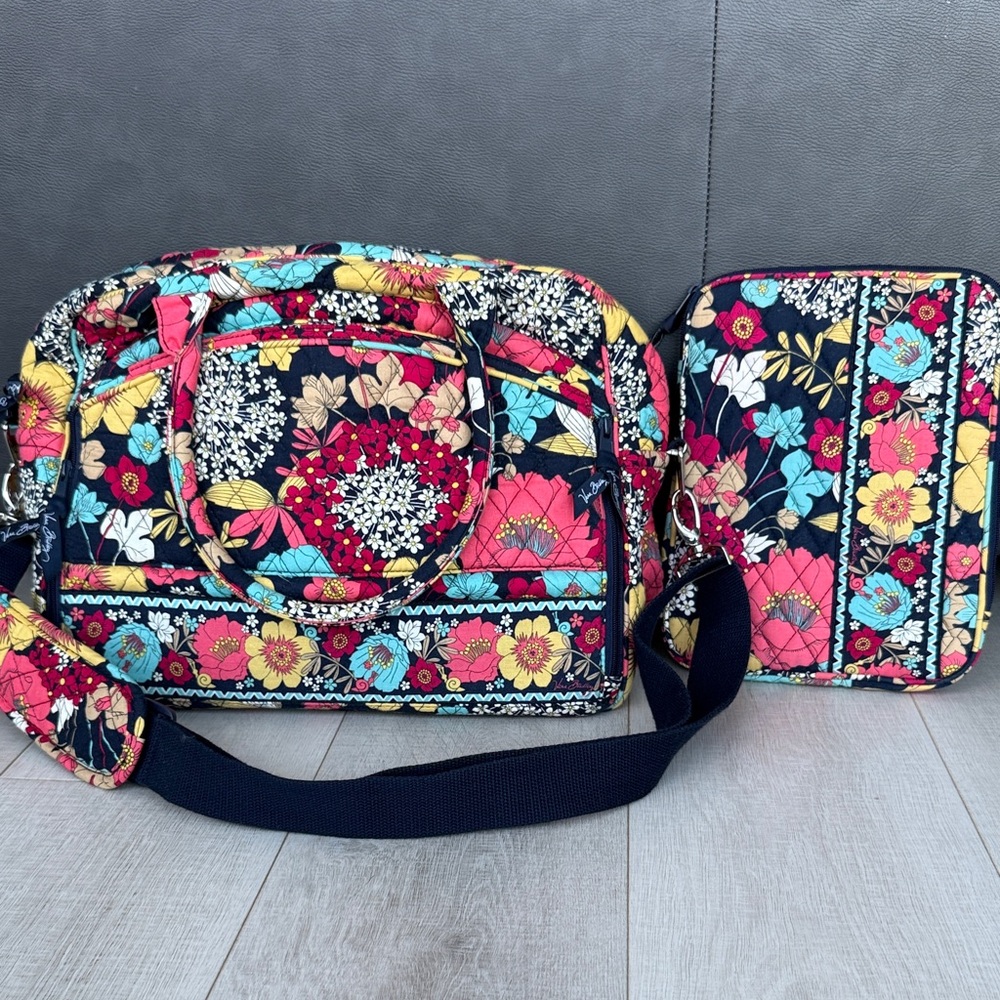 Vera Bradley Happy Snails Computer Travel Bag and iPad Case